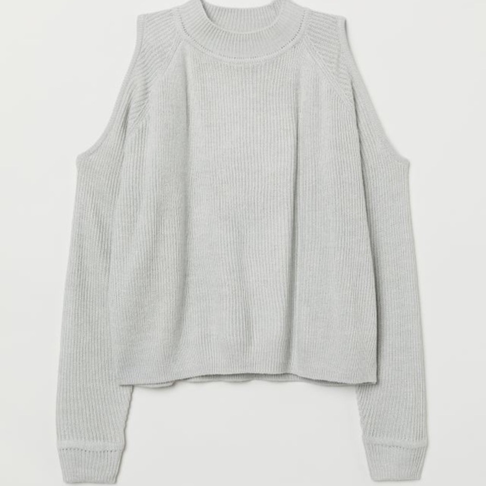 H&M Light Gray Open-Shoulder Sweater